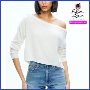Alice + Olivia Sherrell Cashmere Ecru Off White Pullover Sweater